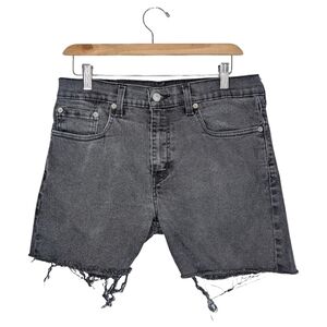 Levi’s 512 Black Denim Cut Off Shorts Raw Hem Stretch Mid High Rise | 32" Waist